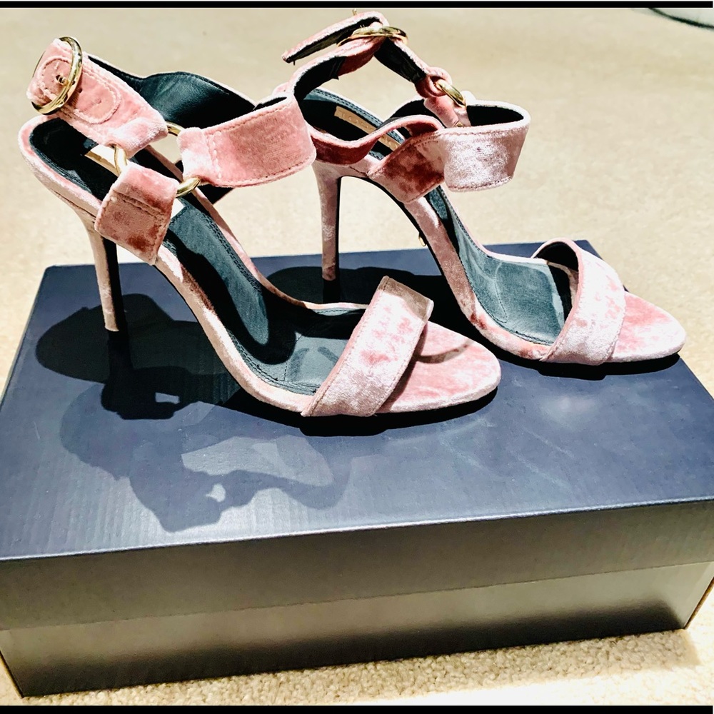 TopShop pink velvet evening shoes